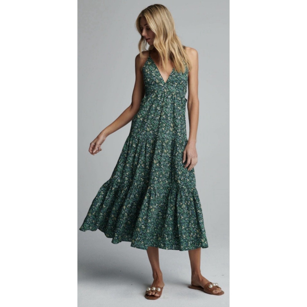 Sundays Felton Maxi Dress 100% Cotton Floral Tiered Cottagecore Boho Womens S